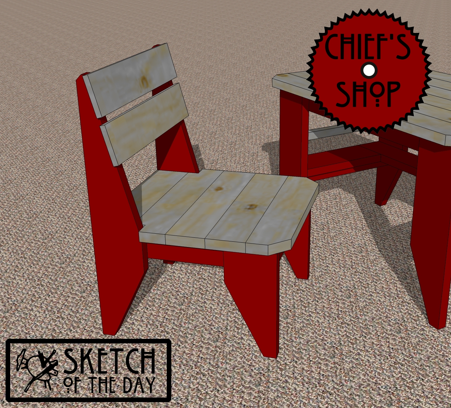 Sketch of the Day: Study Desk Chair #woodworking