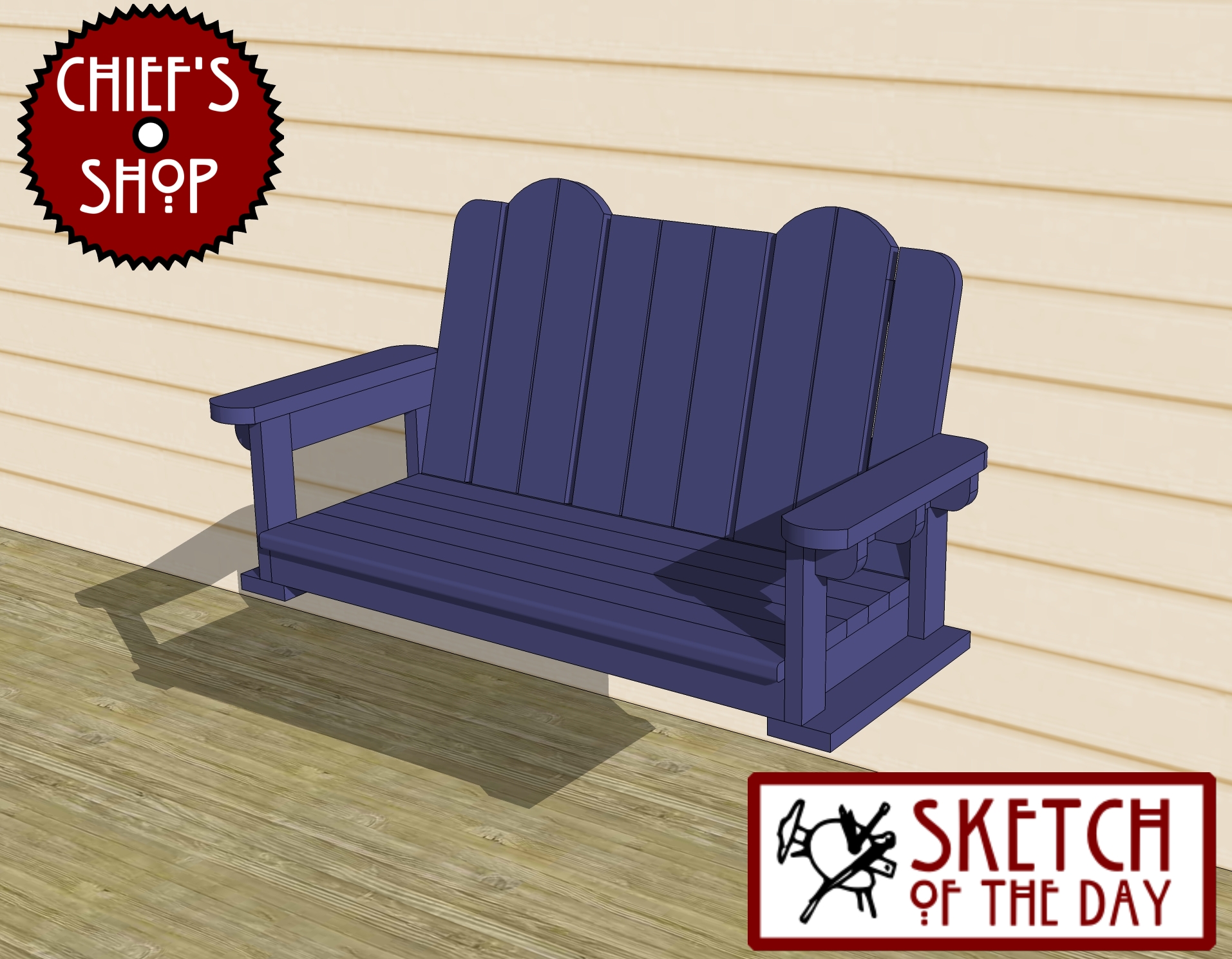 heavy-duty porch swing concept. Ample room for two.