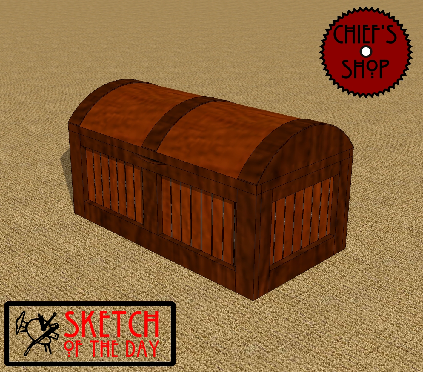 storage chest concept with a slight “pirate” look to it.