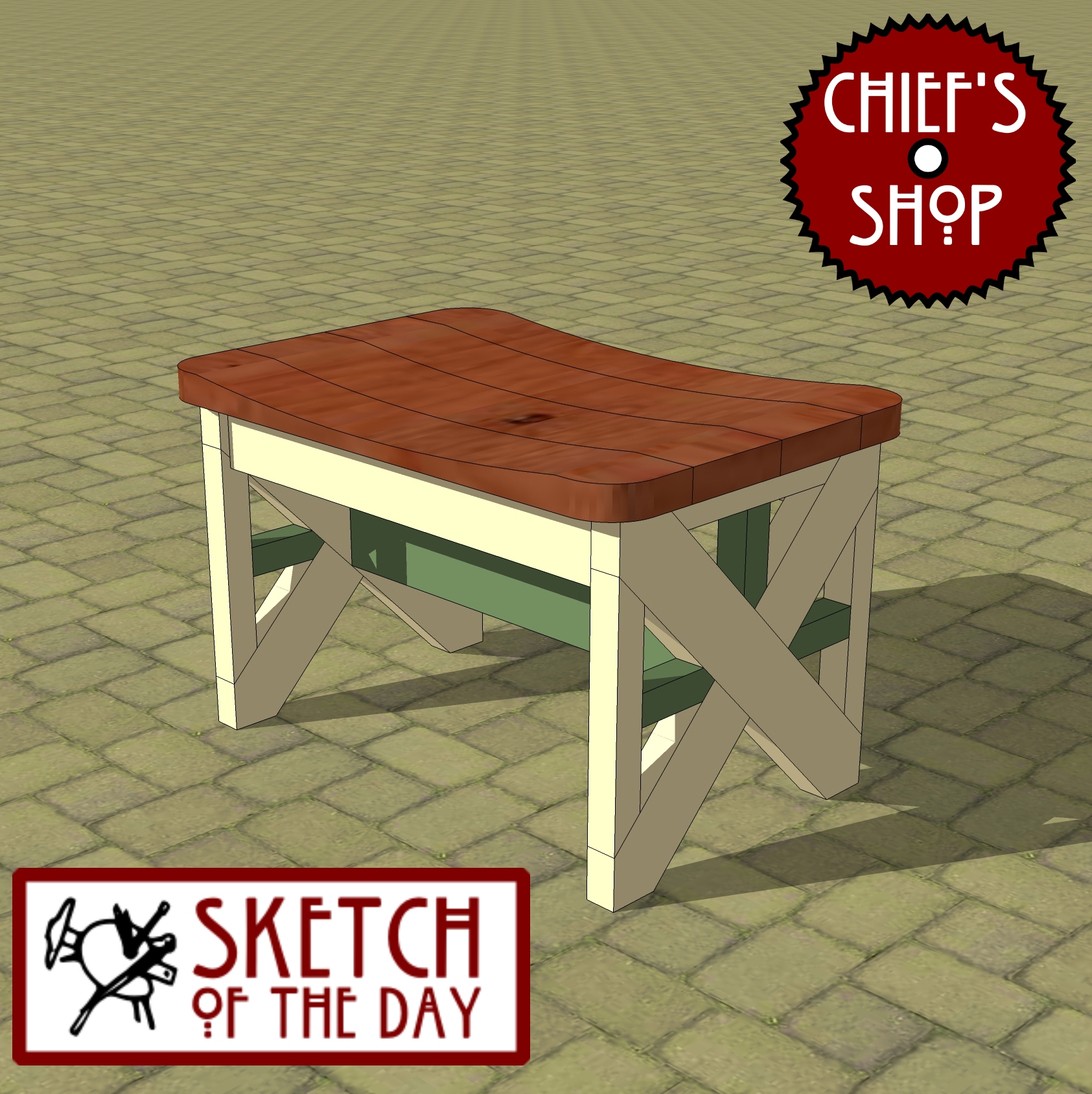 Sketch of the Day: Resort Stool #woodworking #chiefsshop